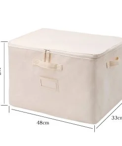 Pure Cotton Wardrobe Storage Box With Zipper Top Cover And Label Holder