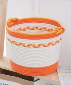 Cotton Rope Woven Laundry Basket Hamper 30x30cm 3