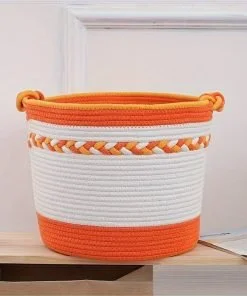 Cotton Rope Woven Laundry Basket Hamper 30x30cm 5