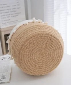 Natural Woven Cotton Laundry Basket Hamper Grey 15