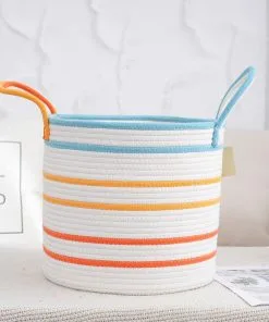 Natural Woven Cotton Laundry Basket Hamper Grey 2