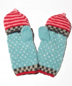 100% Lamb Wool Hand Knitted Convertible Fingerless Mitten Winter Gloves 011