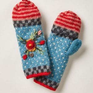 100 Lamb Wool Hand Knitted Mitten Winter Gloves 011