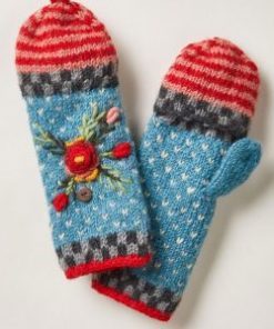 100 Lamb Wool Hand Knitted Mitten Winter Gloves 011