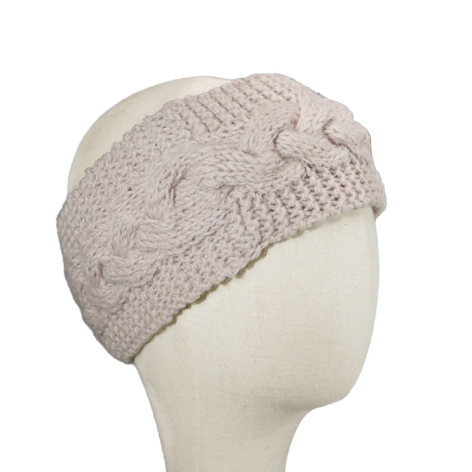 100% Wool Aran Cable Pattern Hand Knitted Winter Headband with Inner Fleece 003 - Image 4