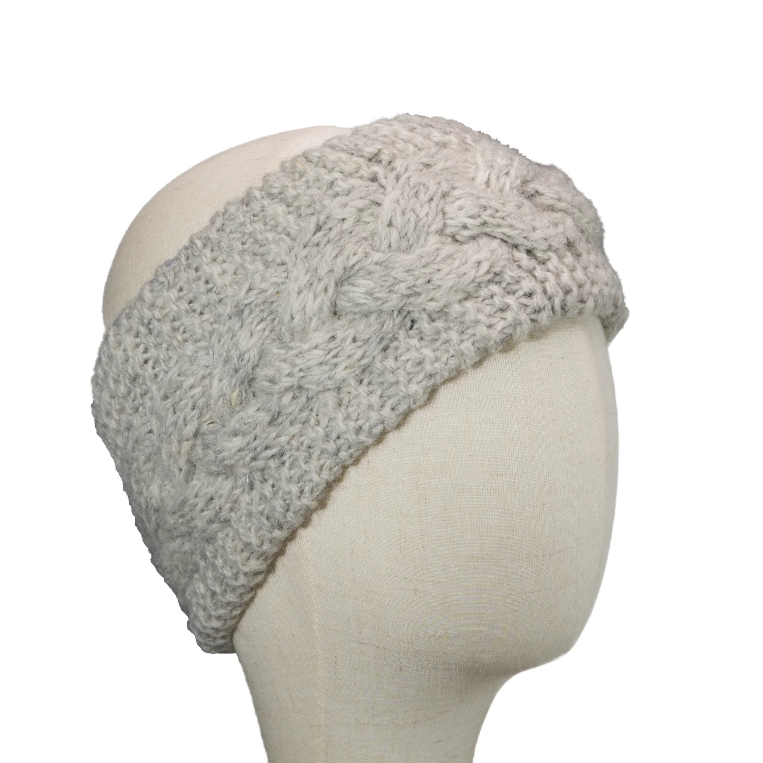100% Wool Aran Cable Pattern Hand Knitted Winter Headband with Inner Fleece 003 - Image 6