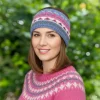 Blue Multicolored Pure Wool Hand Knitted Headband WO58HB