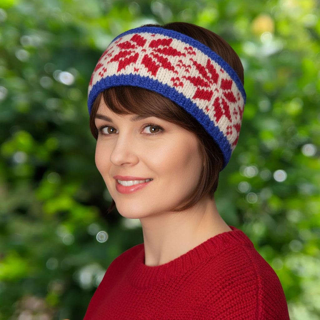 Pure Wool Snow Flake Headband with Inner Fleece WO60HB