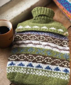 Hand Knitted Wool Olive Green Hot Water Bag Cover 56