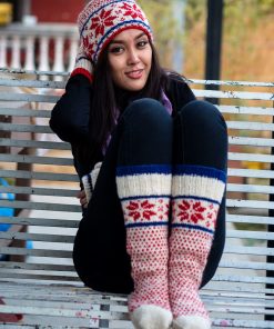 Hanknitted Snow Flake Winter Woolen Beanie 60 2