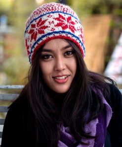Hanknitted Snow Flake Winter Woolen Beanie 60