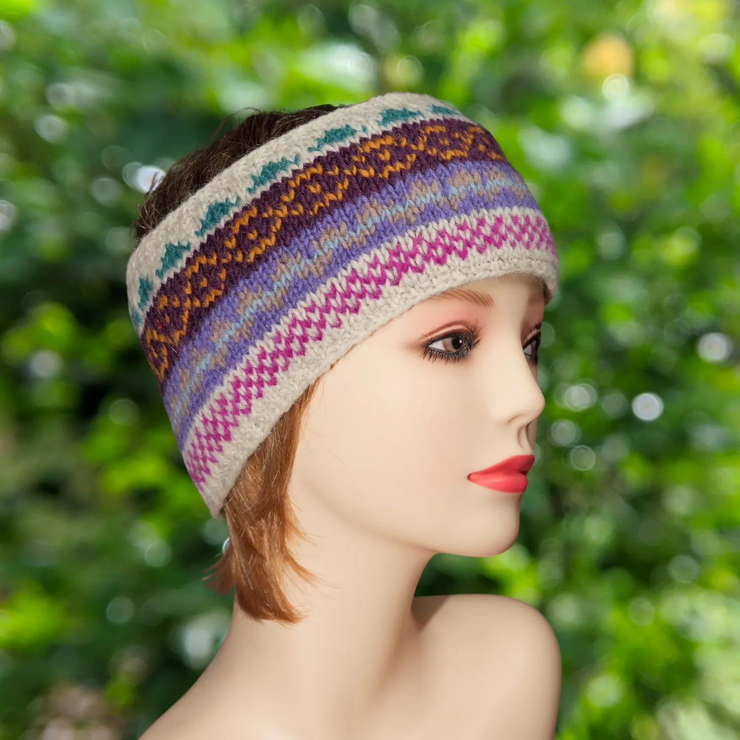 White Pink Multicolor Winter Headband with Inner Fleece WO61HB