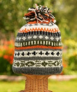 100 Lamb Wool Winter Hat Hand Knitted Unisex Bobble Beanie 001 2