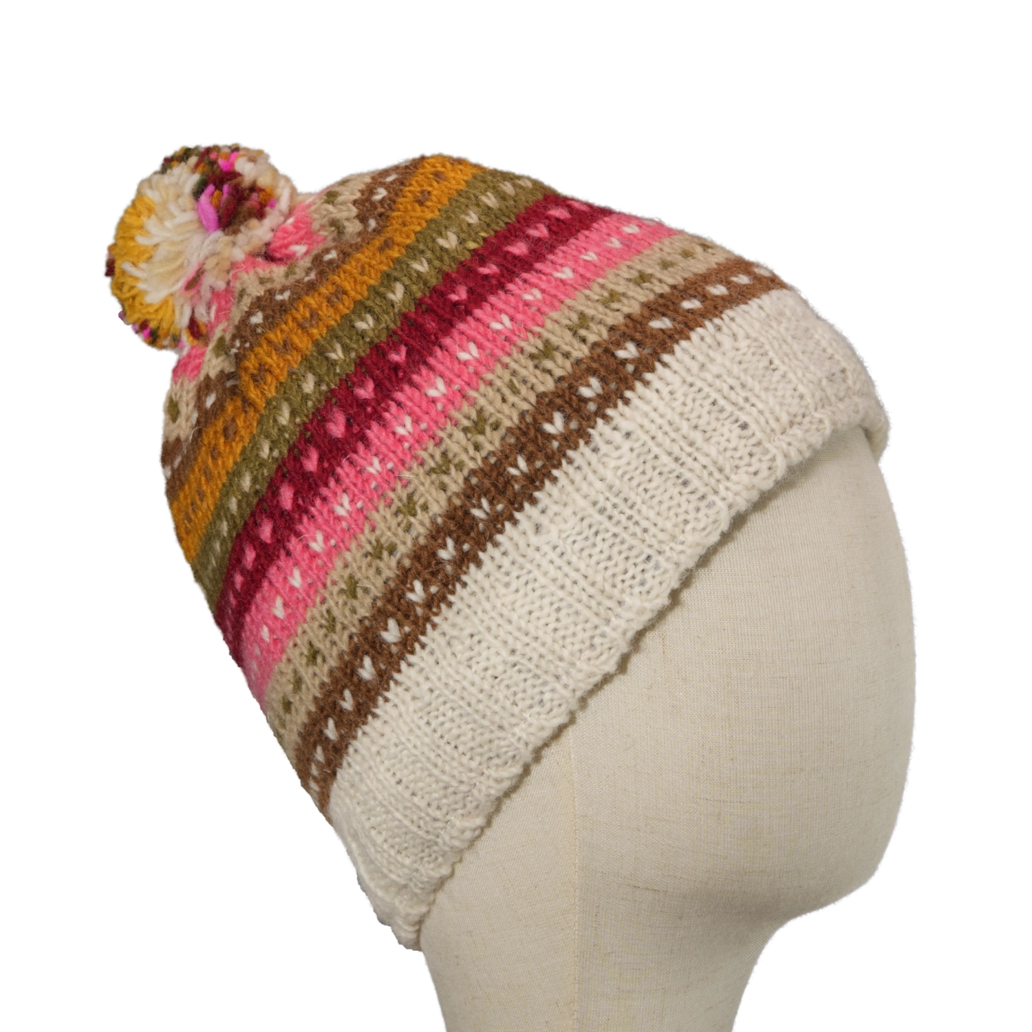 100% Lamb Wool – Winter Hat – Hand knitted Bobble Beanie 085 - Image 4
