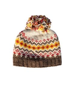 Hand Knitted Pure Wool Winter Hat Bobble Beanie Light Grey Rc02