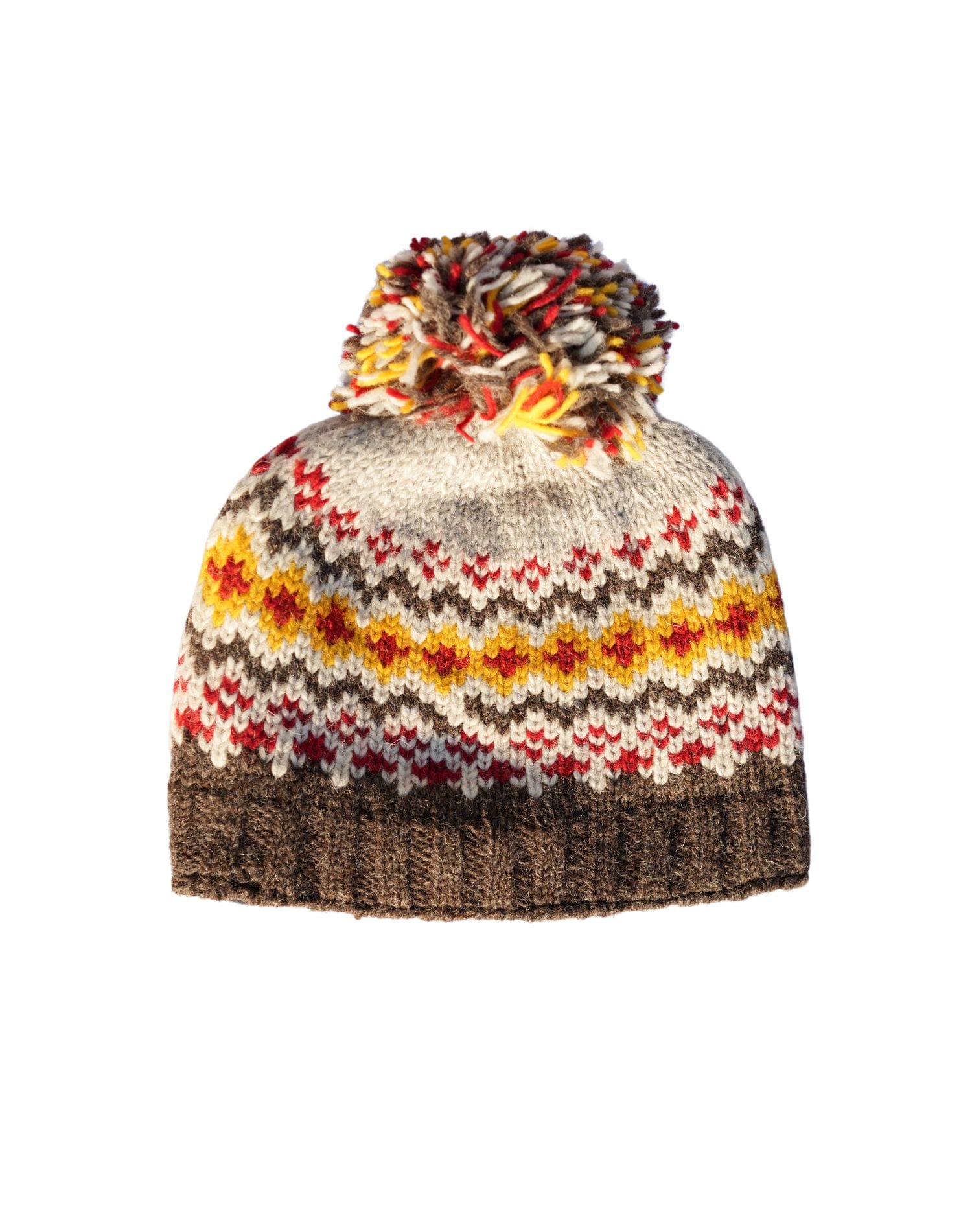 Hand Knitted Pure Wool Winter Hat Bobble Beanie Light Grey Rc02