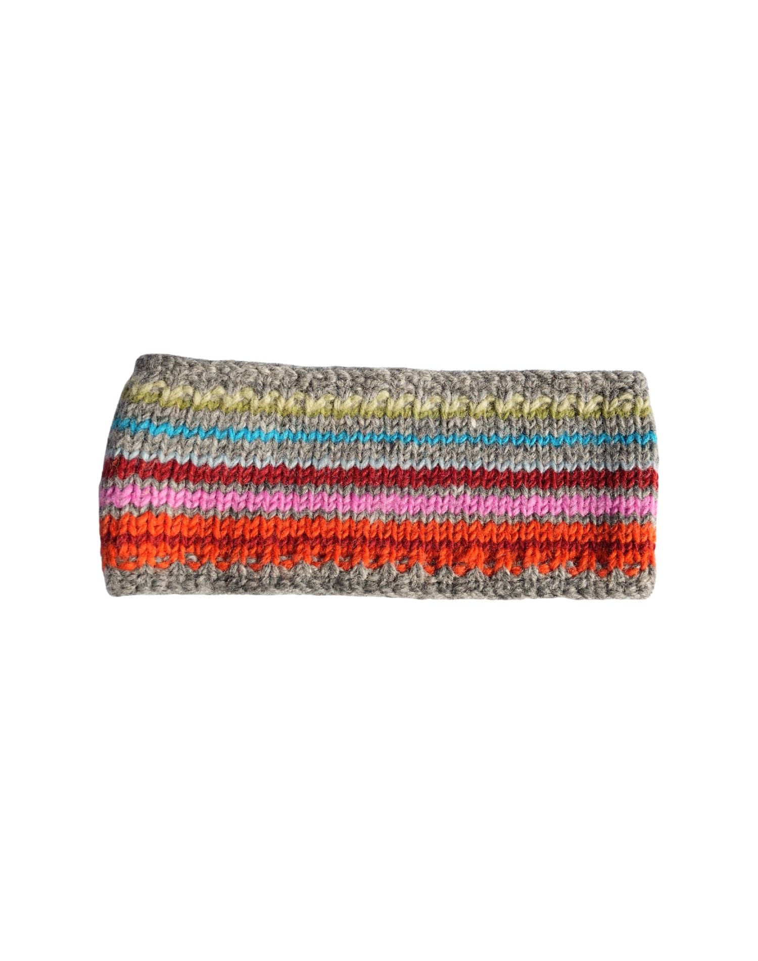 Pure Wool Hand Knitted Headband And Ear Warmer Light Grey Rc06