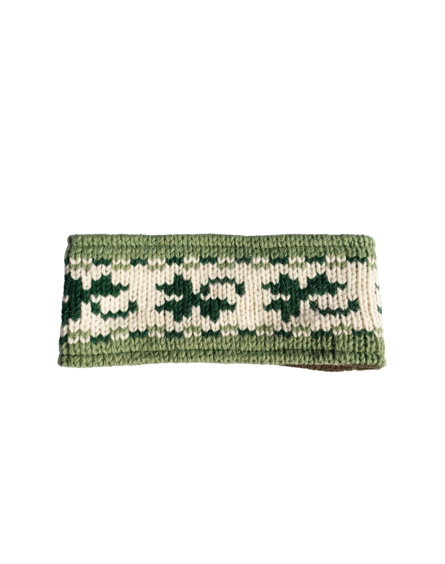 Pure Wool Hand Knitted Headband And Ear Warmer Olive Green Hb055