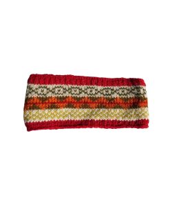 Pure Wool Hand Knitted Headband And Ear Warmer Red Rc04