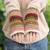 Pink And White Multicolored Fingeless Mittens Or Handwarmers 85