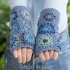 Pure Wool Blue And Multicolored Hand Knitted Fleece Lined Fingeless Mittens Or Handwarmers 86 2