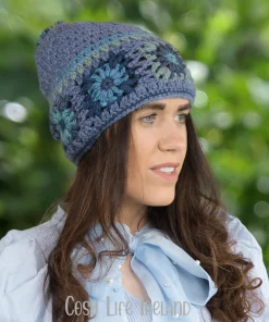 Blue And Multicolored Winter Bobble Beanie 086