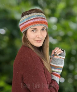 Pure Wool Hand Knitted Fingerless Mitten Or Handwarmer Light Grey Rc06 2