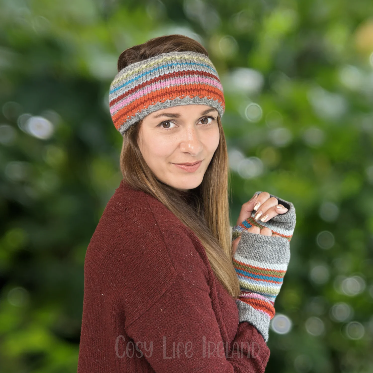 Pure Wool Hand Knitted Fingerless Mitten Or Handwarmer Light Grey Rc06 2