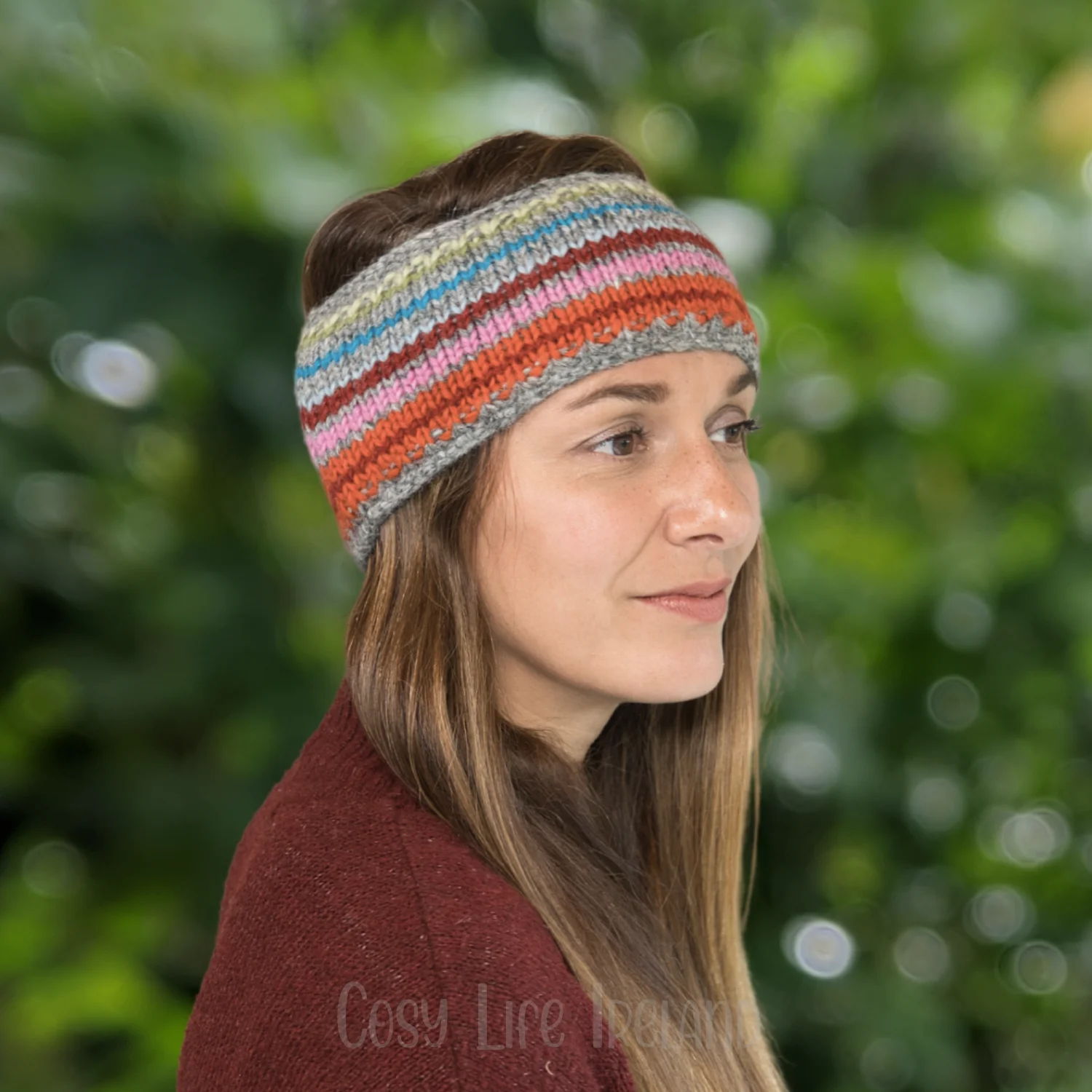 Pure Wool Hand Knitted Headband And Ear Warmer Light Grey Rc06