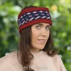 Pure Wool Hand Knitted Headband And Ear Warmer Red Hb059