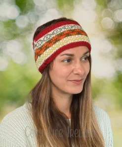 Pure Wool Hand Knitted Headband And Ear Warmer Red Rc04 2