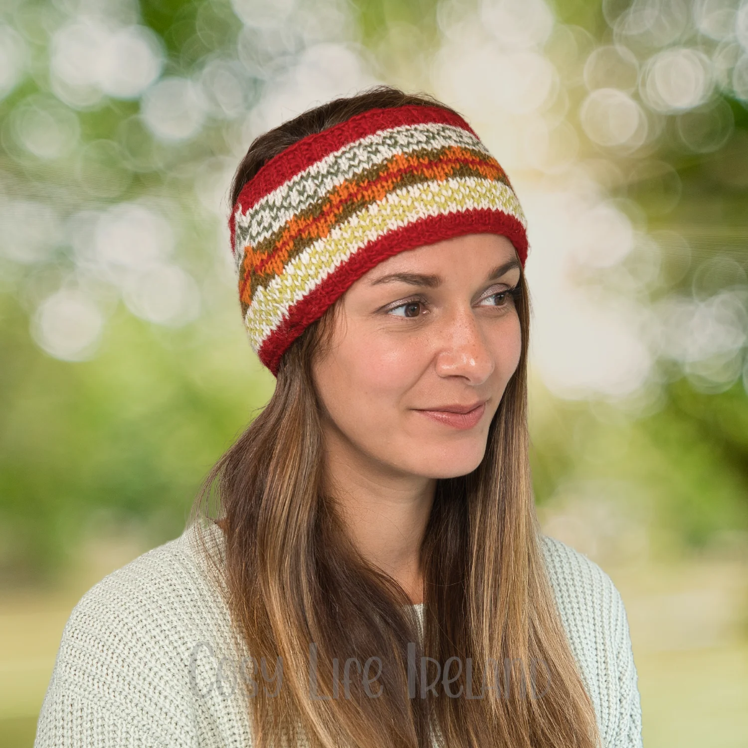 Pure Wool Hand Knitted Headband And Ear Warmer Red Rc04 2