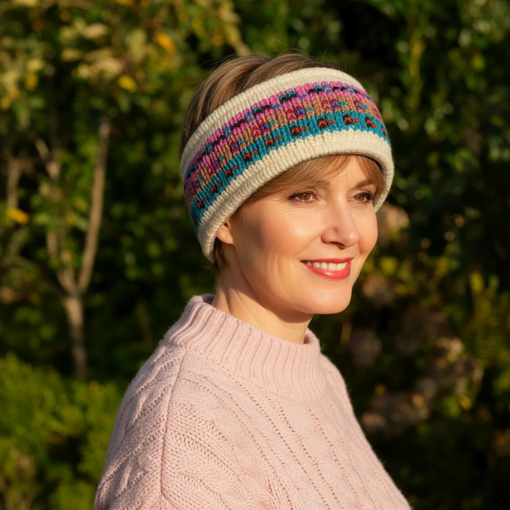 Pure Wool Hand Knitted Headband and Ear Warmer HB063