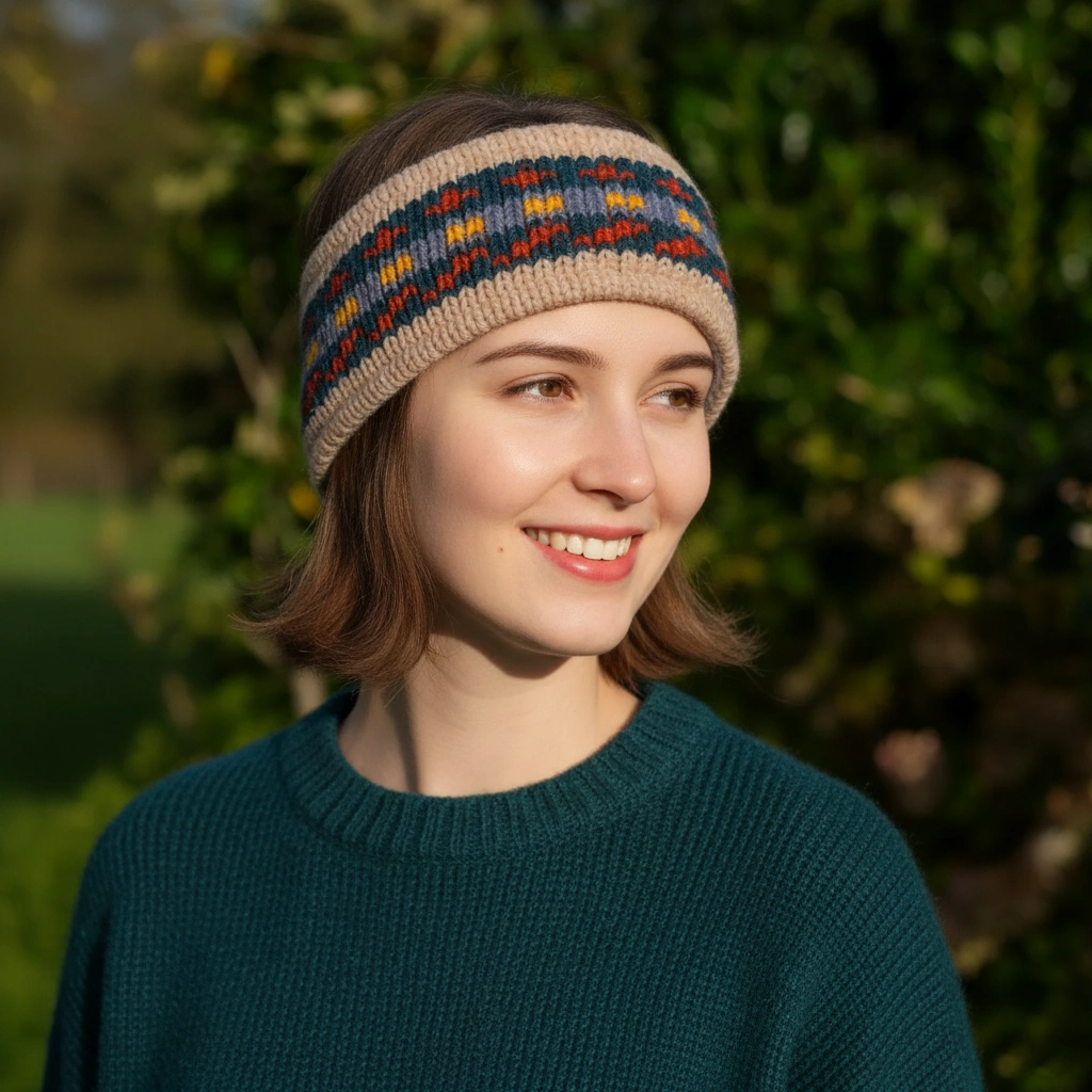 Pure Wool Hand Knitted Headband and Ear Warmer HB064