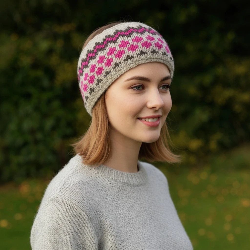 Pure Wool Hand Knitted Headband and Ear Warmer HB061
