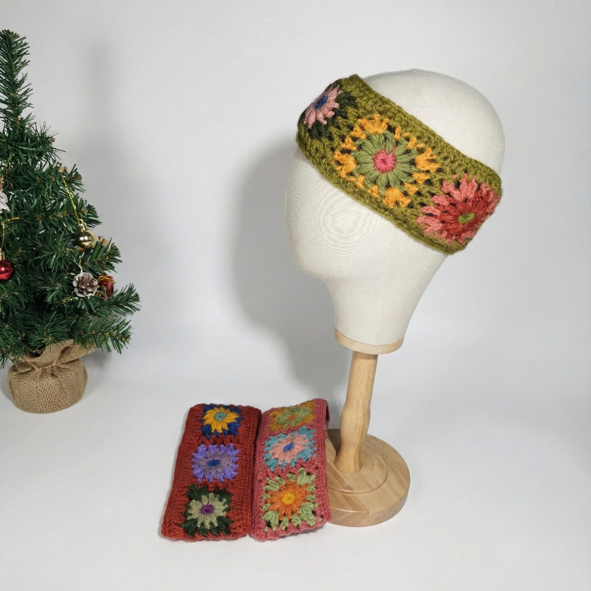 Pure Wool Hand Crocheted Headband With Inner Fleece HB001 - Image 4