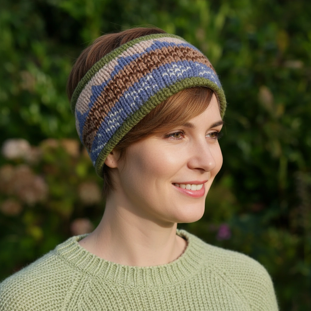 Pure Wool Hand Knitted Headband and Ear Warmer HB005