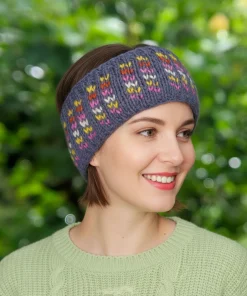 Pure Wool Hand Knitted Headband and Ear Warmer Blue HB008