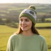 Hand-knitted Wool Bobble Beanie Hedgehog Design Fleece Lined With Pompom PN035