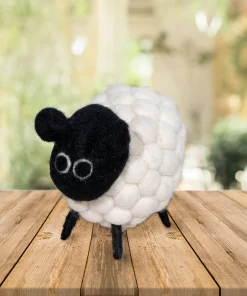 Handmade Felt White Sheep With Black Head Ornament Farm Animals