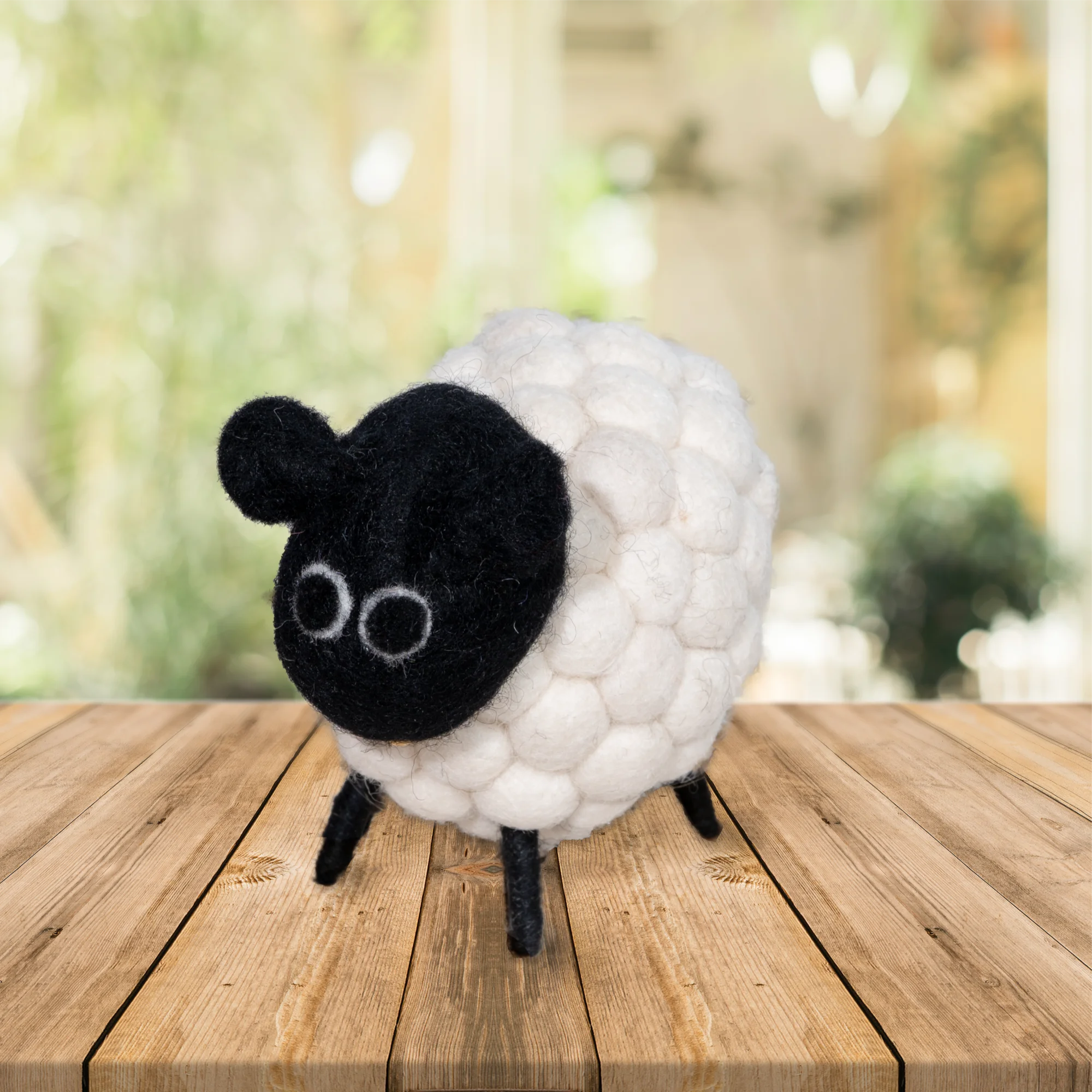 Handmade Felt White Sheep With Black Head Ornament Farm Animals