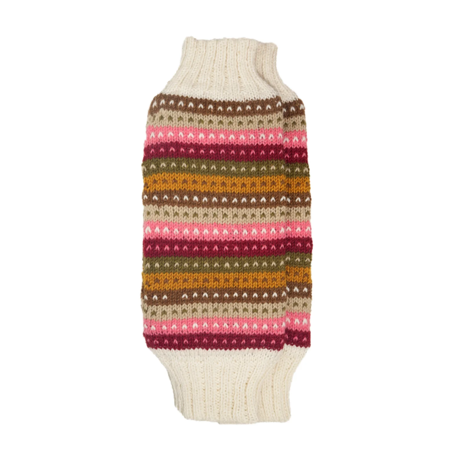 Handknitted Pink and White Multicolored Pure Wool Legwarmers RC32 - Image 3