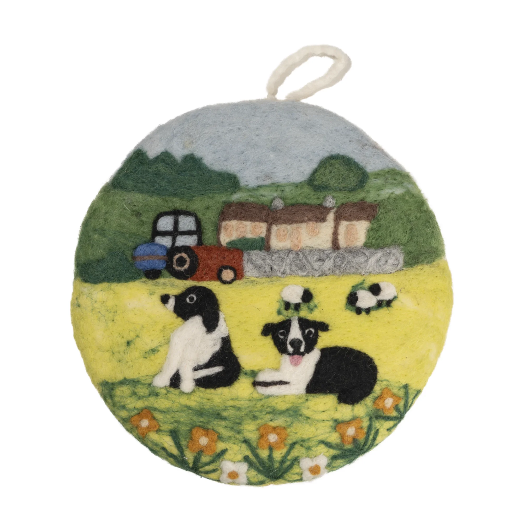 Handmade Needle Felted Art Irish Farm House and Boarder Collies 20cm