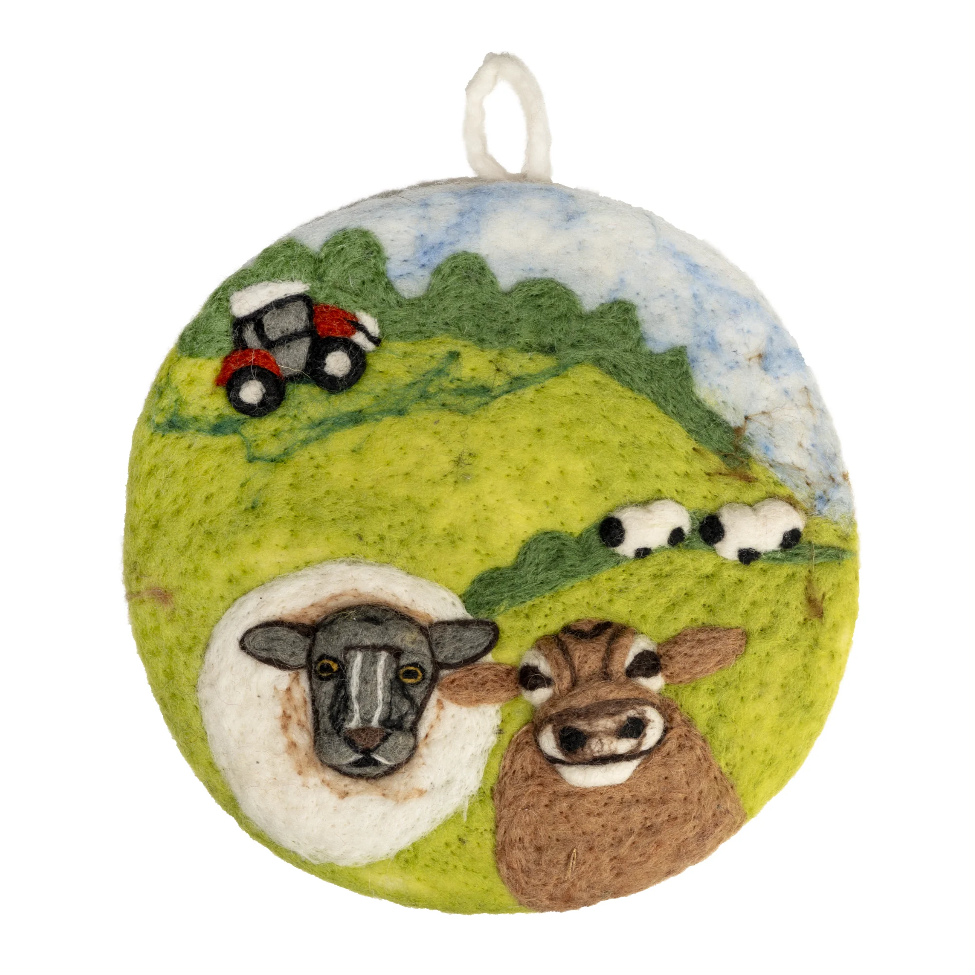 Handmade Needle Felted Art Irish Farm Bull and Sheep 20cm