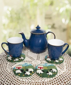 Alternative view of Handmade Needle Felted Coasters Irish Cottage and Sheep Set of 4pcs