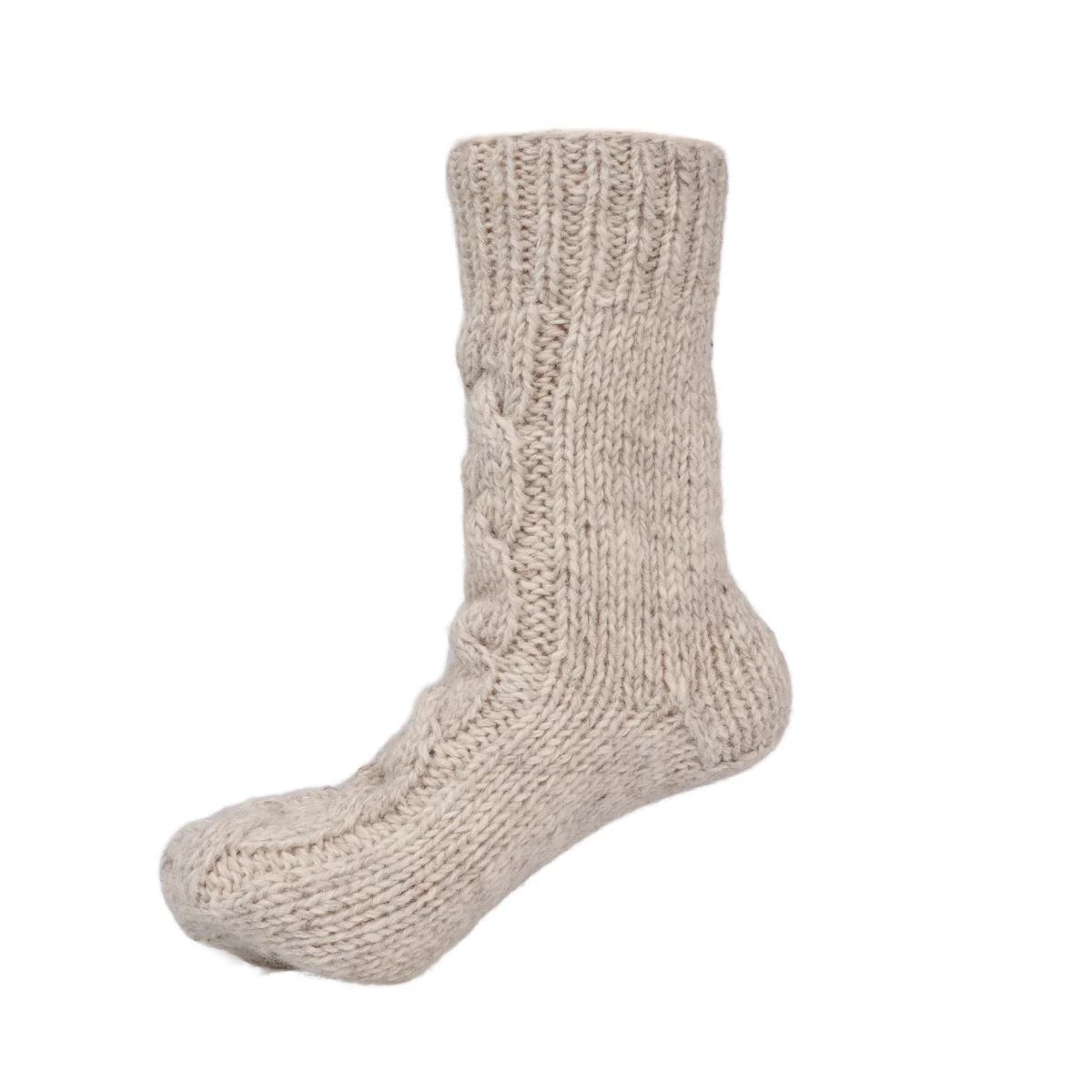 Pure Wool Hand Knit Chunky Warm Aran Cable Pattern Unlined Ladies Winter Socks SCSK002 - Image 10