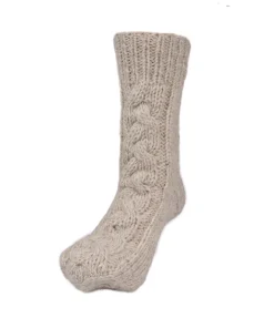 Pure Wool Hand Knit Chunky Warm Aran Cable Pattern Unlined Ladies Winter Socks SCSK002 - Image 11