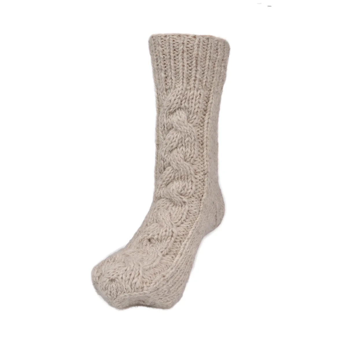 Pure Wool Hand Knit Chunky Warm Aran Cable Pattern Unlined Ladies Winter Socks SCSK002 - Image 11