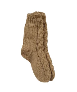 Pure Wool Hand Knit Chunky Warm Aran Cable Pattern Unlined Ladies Winter Socks SCSK002 - Image 8
