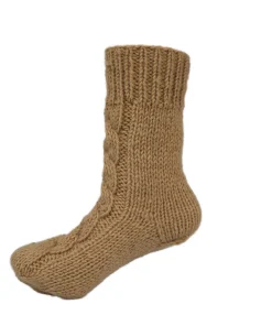 Pure Wool Hand Knit Chunky Warm Aran Cable Pattern Unlined Ladies Winter Socks SCSK002 - Image 7